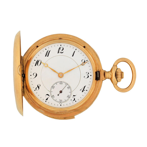 Swiss gold hunting cased minute repeating lever Circa 1900