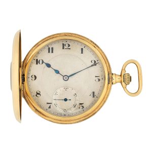 Swiss 18 carat gold half hunting cased lever watch Circa 1919