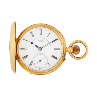 English 18 carat gold half hunting cased lever watch Circa 1884