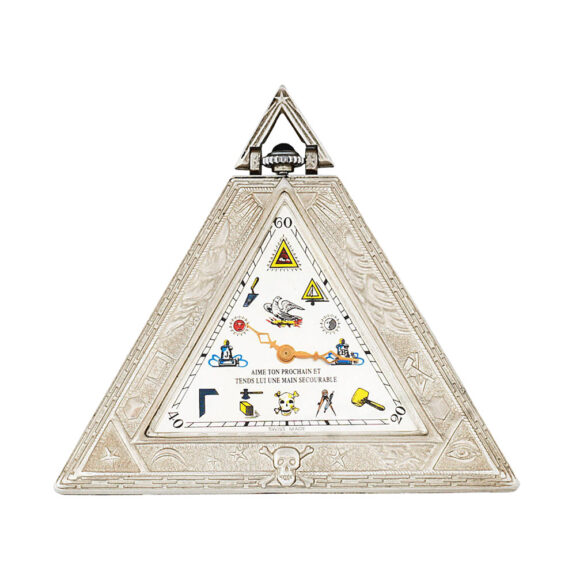 Swiss white metal triangular Masonic pocket watch Circa 1990