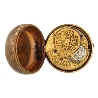 English gilt metal pair cased verge pocket watch Circa 1705