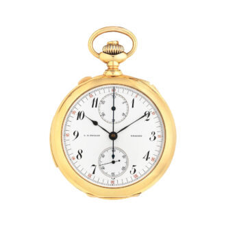 Swiss 18k gold open faced repeating chronograph Circa 1890