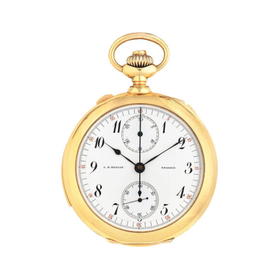 Swiss 18k gold open faced repeating chronograph Circa 1890