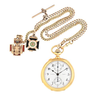 Swiss 18k gold open faced repeating chronograph Circa 1890