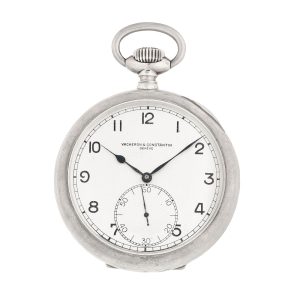 Swiss keyless wind open faced deck pocket watch Circa 1940