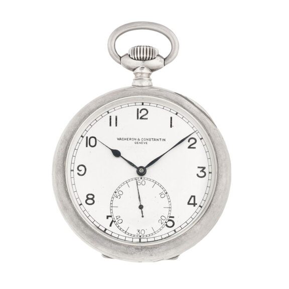 Swiss keyless wind open faced deck pocket watch Circa 1940