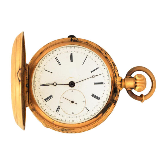 Swiss gold center seconds with flying 1/4 seconds Circa 1890