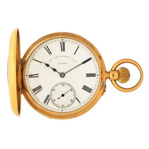 English gold half hunting cased lever pocket watch Circa 1892