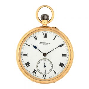 English 18k gold open faced keyless lever watch Circa 1922