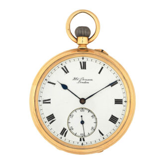 English 18k gold open faced keyless lever watch Circa 1922