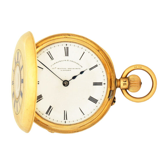 English 18k gold half hunting cased lever watch Circa 1895