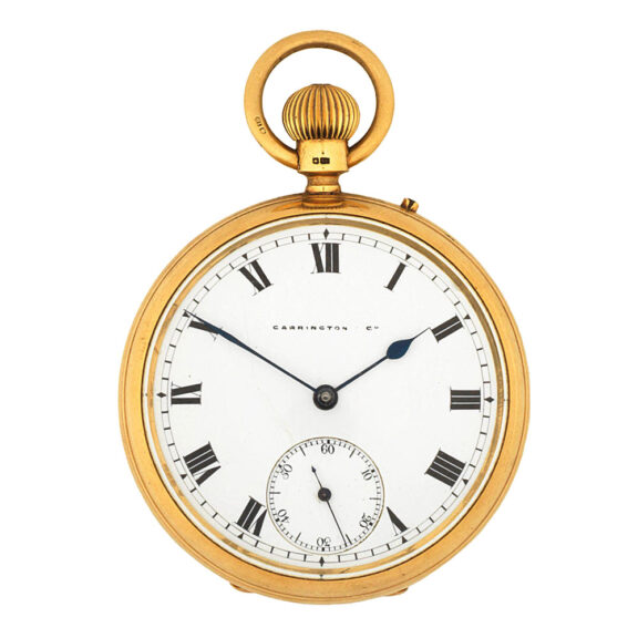 English 18k gold open faced lever pocket watch Circa 1890