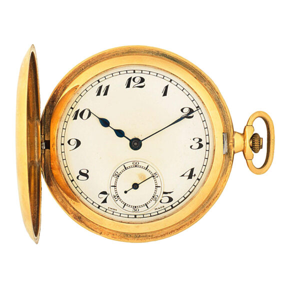 English 18k gold half hunting cased lever watch Circa 1929