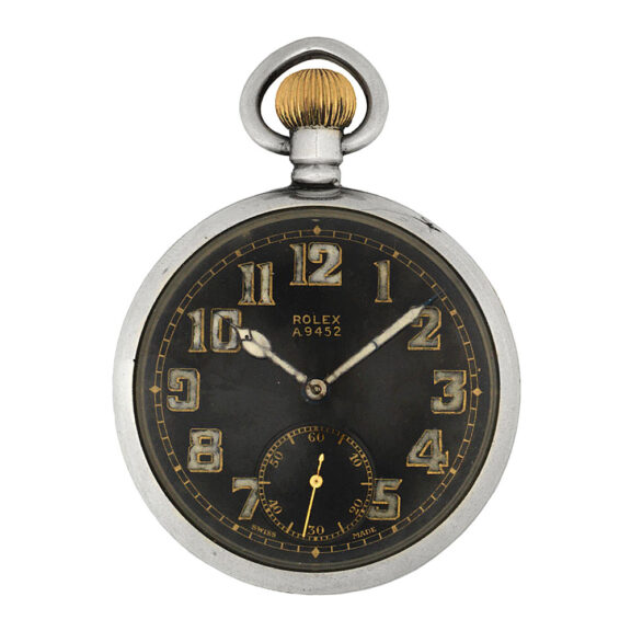 Swiss stainless steel open faced military watch Circa 1940