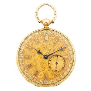 English 18k gold open faced lever pocket watch Circa 1839