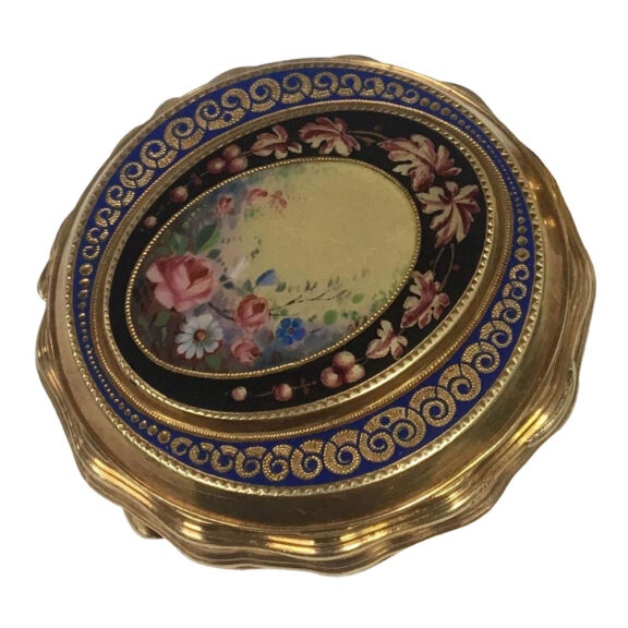 Swiss gold and enamel hunting cased lever watch Circa 1890 Swiss gold and enamel hunting cased lever watch Circa 1890