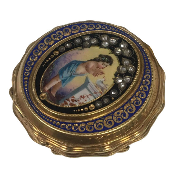 Swiss gold and enamel hunting cased lever watch Circa 1890 Swiss gold and enamel hunting cased lever watch Circa 1890