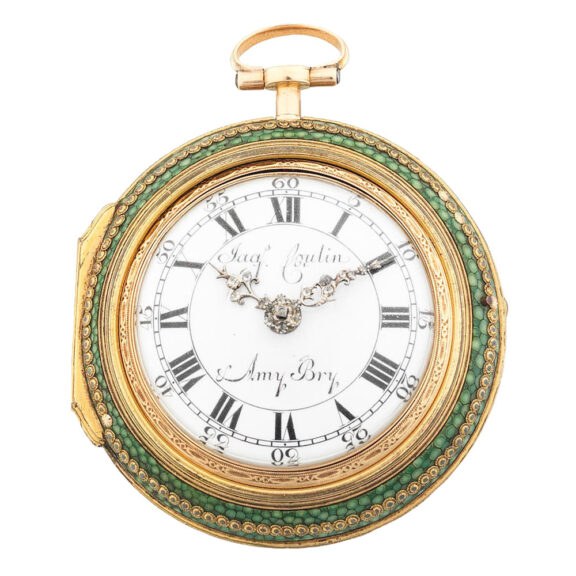 Swiss gold and enamel pair cased verge watch Circa 1790 Swiss gold and enamel pair cased verge watch Circa 1790