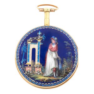 Swiss gilt metal and enamel open faced verge Circa 1780