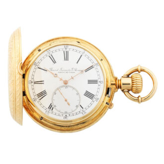 Swiss gold dual sided hunting cased triple calendar Circa 1900