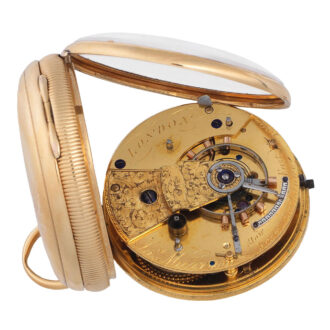 English 18k gold open faced duplex pocket watch Circa 1824