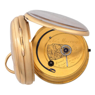 English 18k gold open faced duplex pocket watch Circa 1824