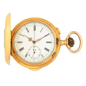 Swiss half hunting cased repeating chronograph Circa 1900