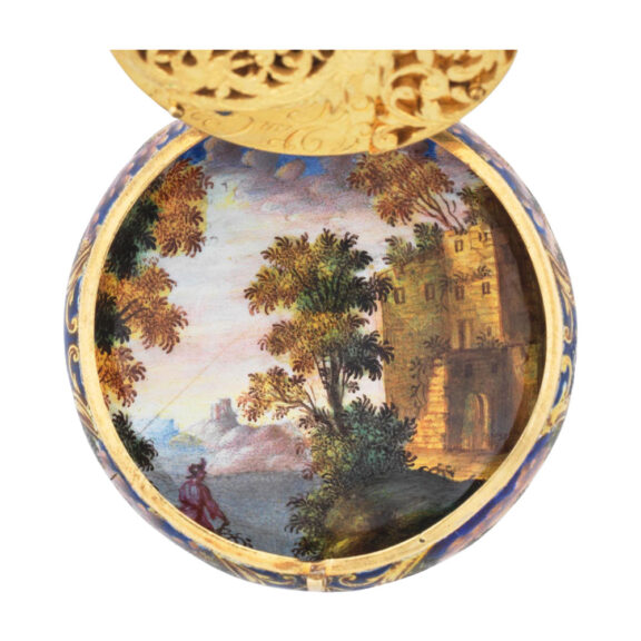 Dutch Les Deux Frères Huaut enamelled verge 17th Century Dutch Les Deux Frères Huaut enamelled verge 17th Century