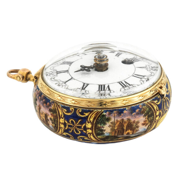 Dutch Les Deux Frères Huaut enamelled verge 17th Century Dutch Les Deux Frères Huaut enamelled verge 17th Century