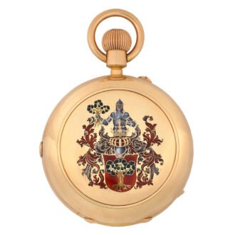 Very fine English 18k gold complicated lever clockwatch Circa