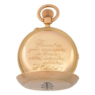 Very fine English 18k gold complicated lever clockwatch Circa
