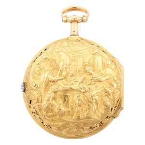 Fine English gold quarter repeating repoussé watch Circa 1770
