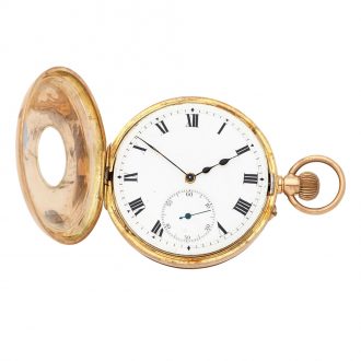 Swiss gold half hunting cased keyless lever watch Circa 1919