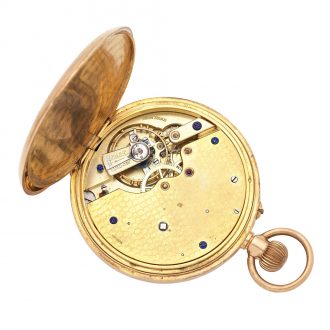 Swiss gold half hunting cased keyless lever watch Circa 1919