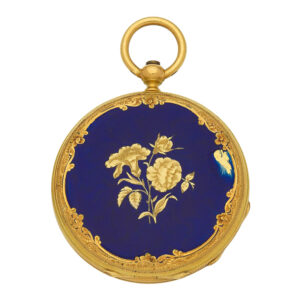 Swiss gold and enamel open faced cylinder watch Circa 1830