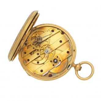 Swiss gold and enamel open faced cylinder watch Circa 1830
