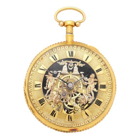 French semi skeletonized repeating Jacquemart automaton Circa 1810