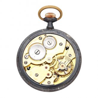 Swiss gunmetal keyless wind lever pocket watch Circa 1900