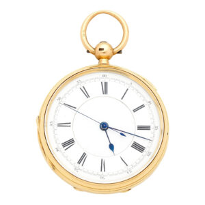English 18K gold open faced key wind lever watch Circa 1882