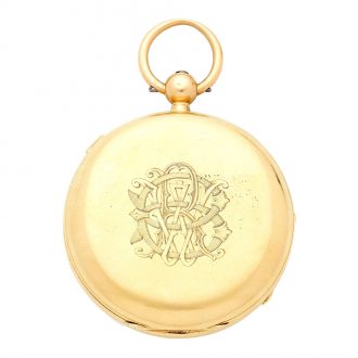 English 18K gold open faced key wind lever watch Circa 1882