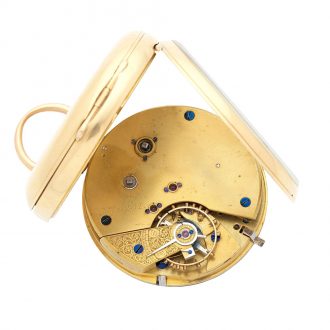 English 18K gold open faced key wind lever watch Circa 1882