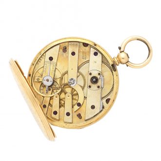 Swiss 18 carat gold open faced key wind cylinder watch Circa 1880