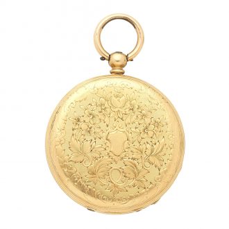 Swiss 18 carat gold open faced key wind cylinder watch Circa 1880