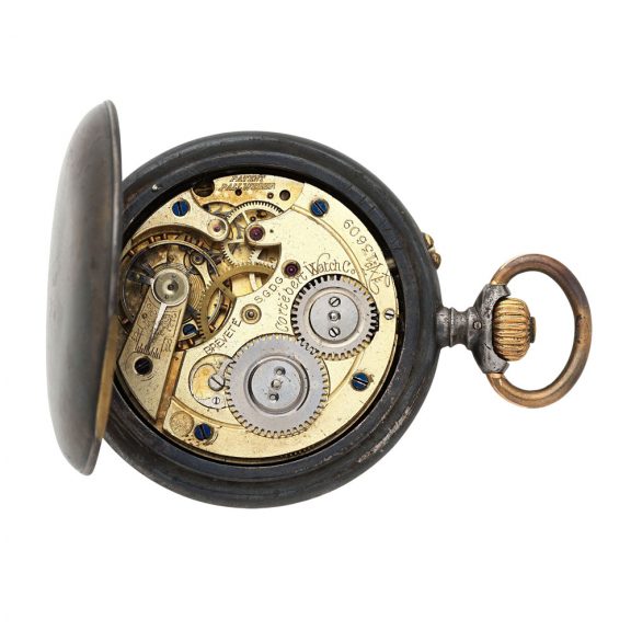Swiss gunmetal digital keyless pocket watch Circa 1930 Swiss gunmetal digital keyless pocket watch Circa 1930