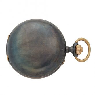 Swiss gunmetal digital keyless pocket watch Circa 1930