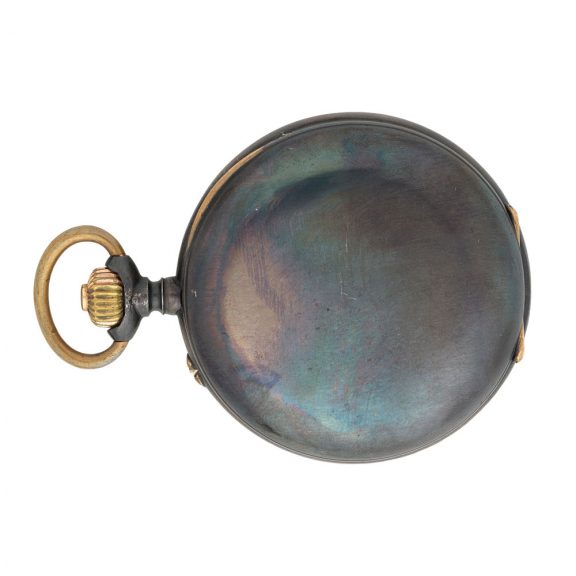 Swiss gunmetal digital keyless pocket watch Circa 1930 Swiss gunmetal digital keyless pocket watch Circa 1930