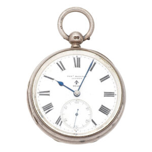 English silver open faced key wind military deck watch Circa 1886