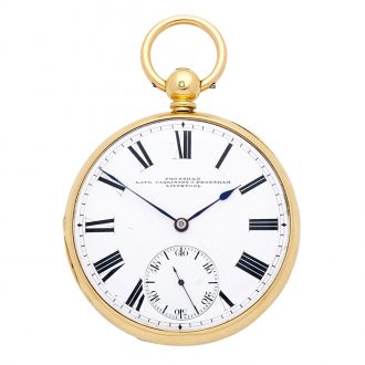 English 18K gold keyless wind pocket chronometer Circa 1856