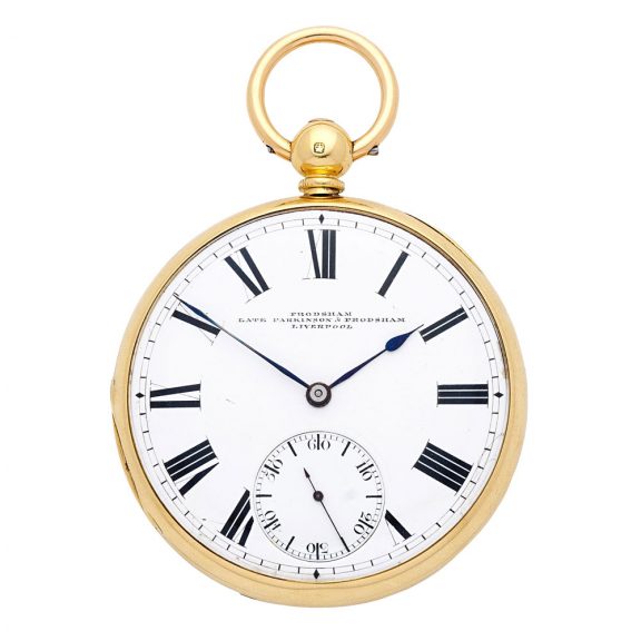 English 18K gold keyless wind pocket chronometer Circa 1856