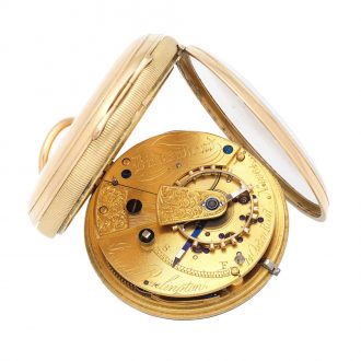 English gold open faced key wind pocket watch Circa 1892